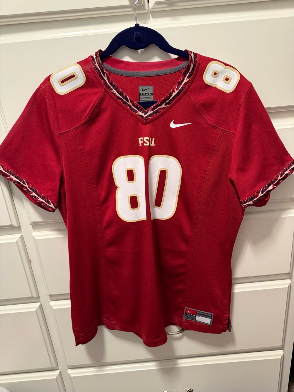 Nike FSU Women’s Jersey Red with White & Gold Accents #80